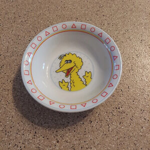 Vintage Sesame Street Childs Dinner Set Big Bird Alphabet Shapes Cup Bowl Porcel